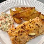 Salmão com batata rustica na airfryer
